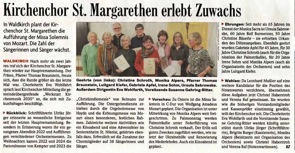 Zeitungsausschnitt Hauptversammlung