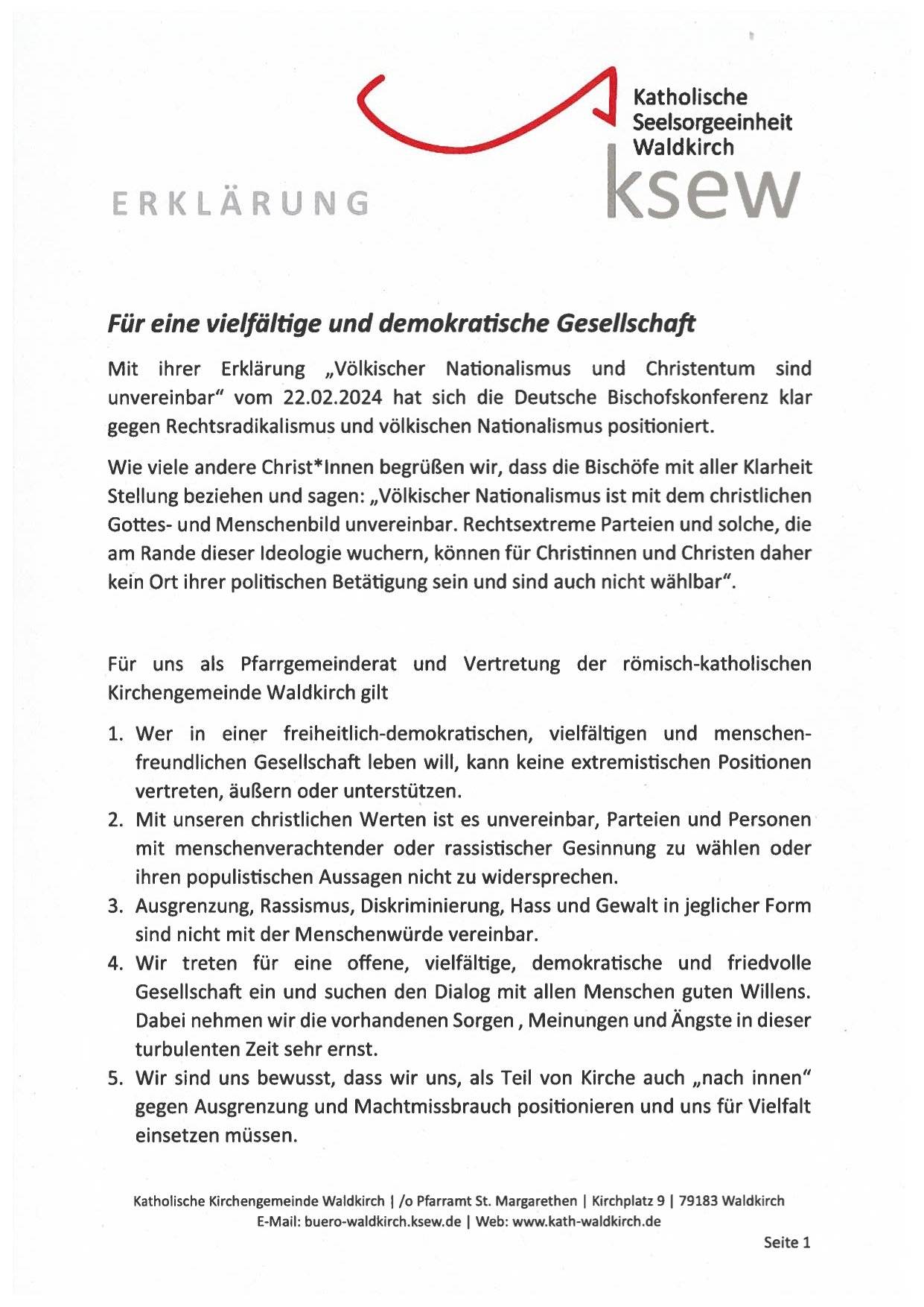 Erklärung des Pfarrgemeinderates